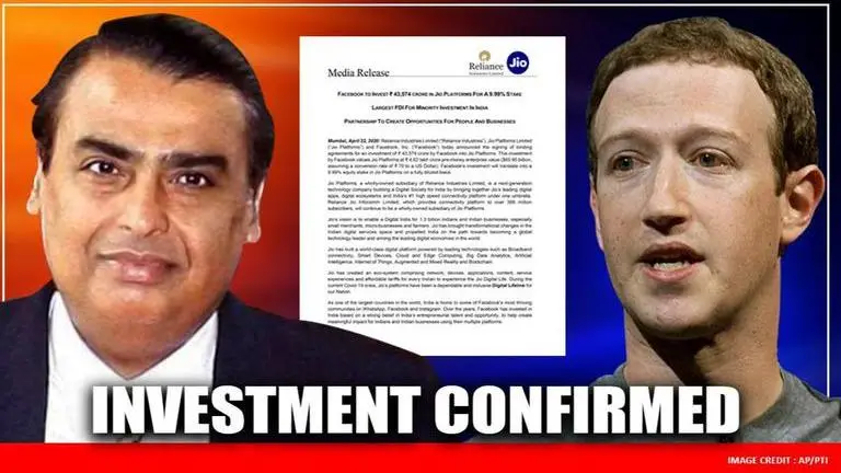 Jio Platforms confirms ₹43,574 cr investment by Facebook for 9.99% stake; read statement Facebook