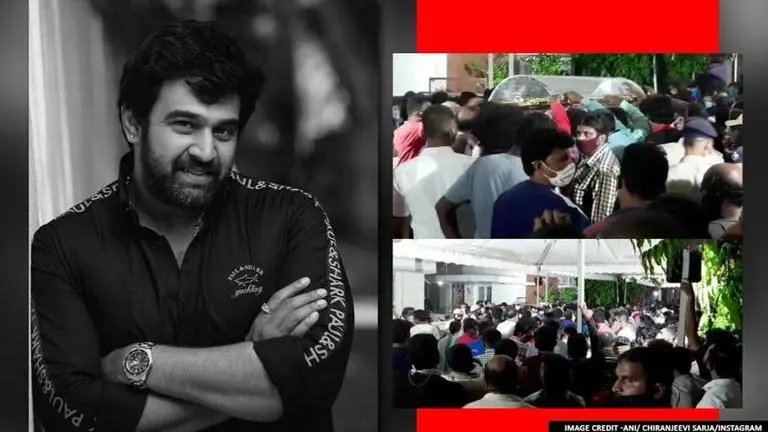 Chiranjeevi Sarja's demise: Huge crowd gathers outside Kannada actor's residence Karnataka