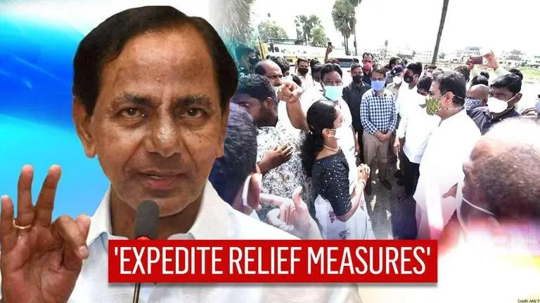 Telangana Min KTR directs supply of CM's relief kits at the flood-hit Hyderabad doorsteps Telangana