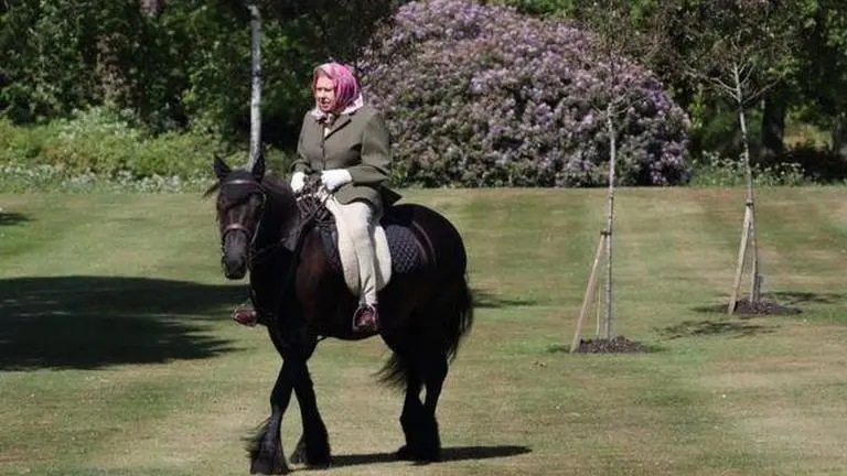 Queen Elizabeth rides a horse at Windsor Castle as UK eases coronavirus lockdown Queen