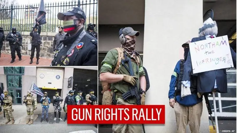 US: Virginia pro-gun activists gather outside Richmond Capitol ahead of Biden inauguration US