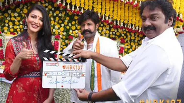 Nandamuri Balakrishna, Shruti Haasan's next 'NBK 107' kicks off with pooja event; See pics Shruti Haasan, nandamuri balakrishna