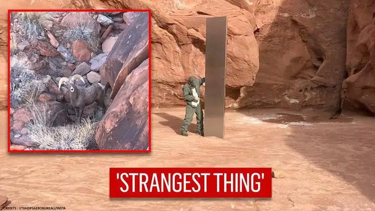 ‘Whoa, whoa, whoa!': Helicopter pilot discovers mysterious metal monolith in wilds of Utah Helicopter