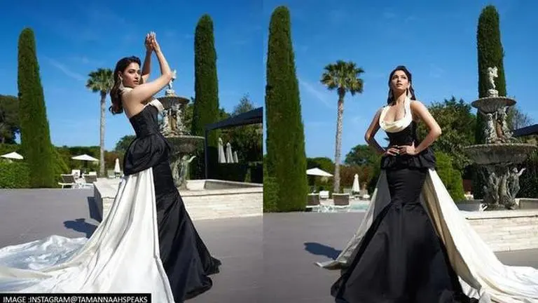 Cannes 2022: Tamannaah Bhatia turns heads on red carpet in a black and white ball gown Cannes 2022