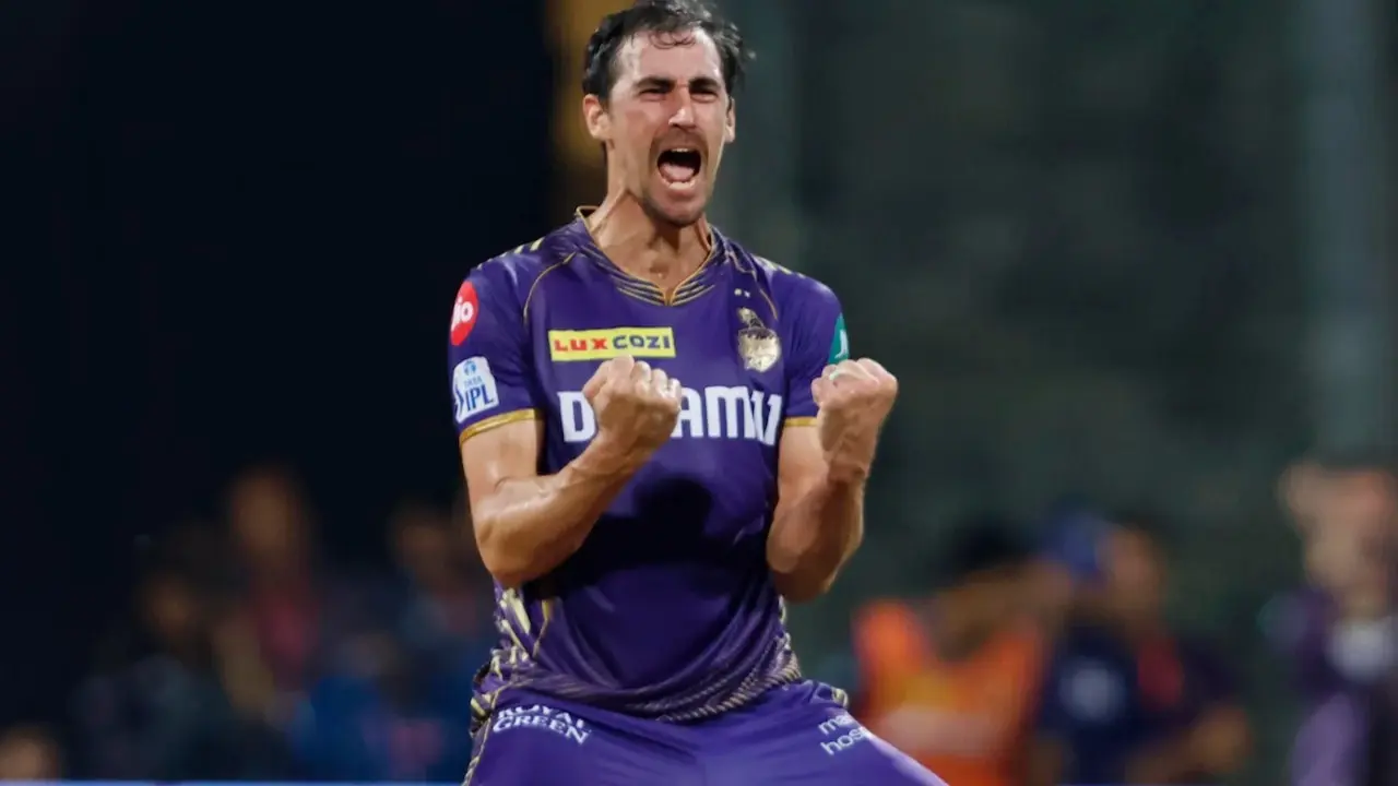 Mitchell Starc's triumphant shout quiets Wankhede Stadium as he secures victory for KKR against MI Mitchell Starc