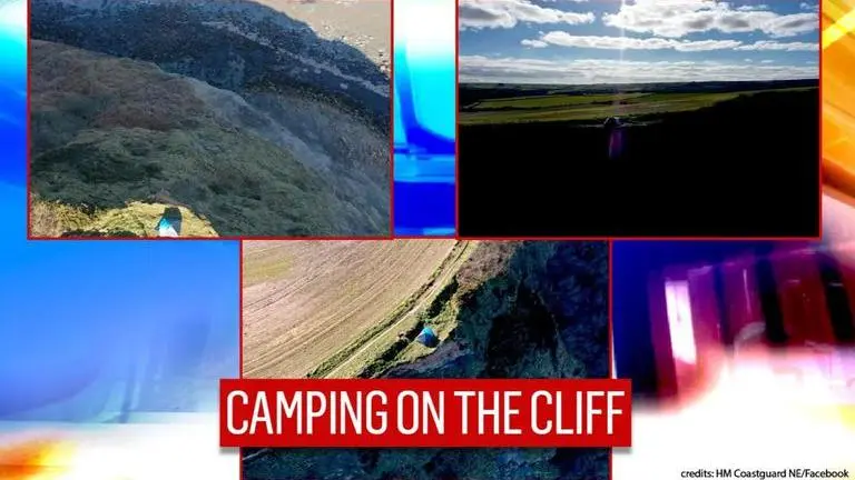 UK couple criticised for camping on 'dangerous' cliff edge with their child camping