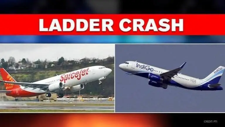 Mumbai Airport: Amid strong winds, Spicejet ladder crashes into parked IndiGo aircraft Mumbai