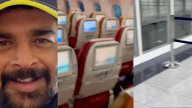 R Madhavan flies alone on an empty flight to Dubai; shares clips of aircraft, airport R Madhavan