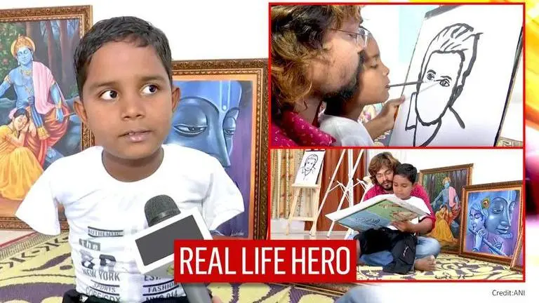 Hyderabad: 9-year-old boy learns to paint with mouth after losing both limbs in accident Hyderabad: 9-year-old boy learns to paint with mouth after losing both his limbs