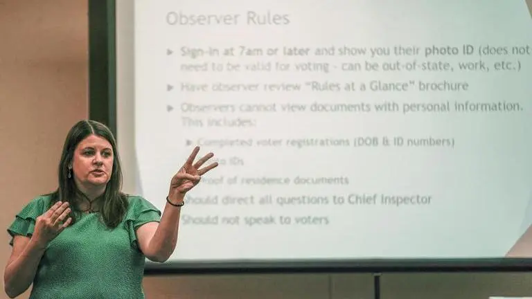 Poll workers in US swing state train for conflict