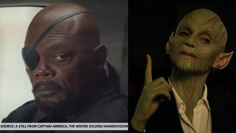 Nick Fury's & the Skrull race's partnership & WandaVision E9 post-credits scene explained nick fury