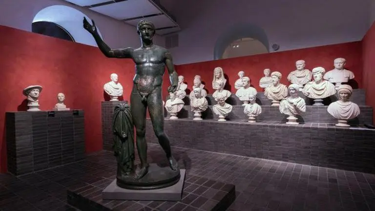 Rome: Torlonia collection with ancient marble busts, statues displayed in Villa Caffarelli Rome