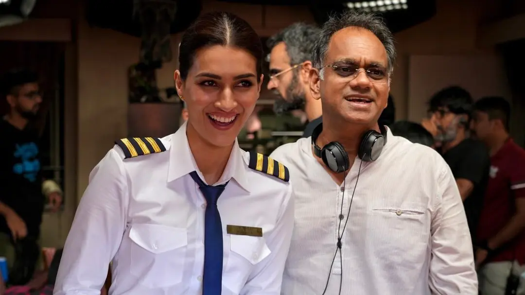 Kriti Sanon with Crew director Rajesh A Krishnan