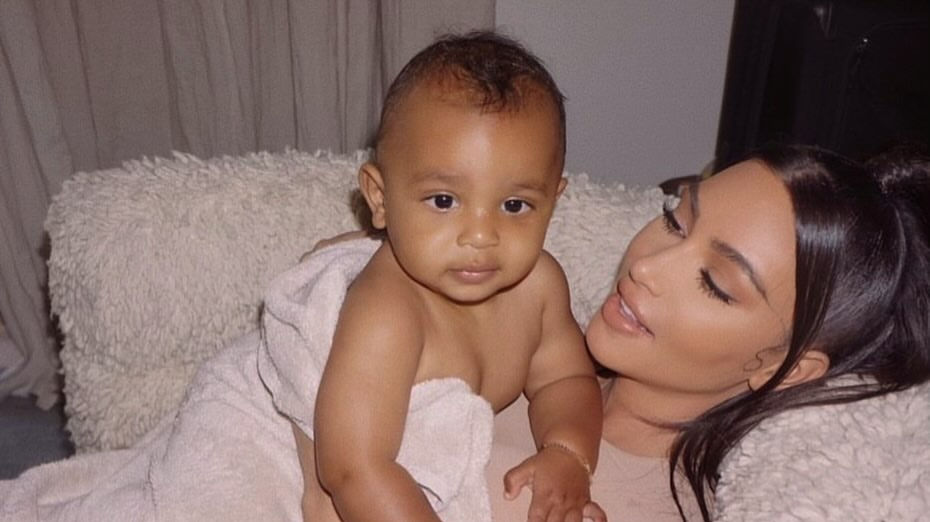 Kim Kardashian with Psalm West