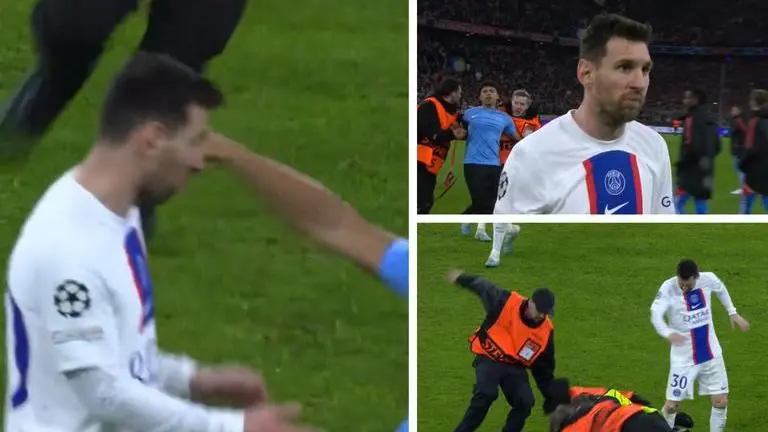 Lionel Messi's reflexes save him as fan runs out to the field after PSG's UCL exit; WATCH Lionel Messi