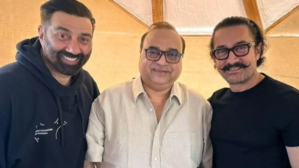 Sunny Deol Wraps Up Filming For Aamir Khan Productions' Lahore 1947 After Marathon Schedule Sunny Deol with Rajkumar Santoshi and Aamir Khan