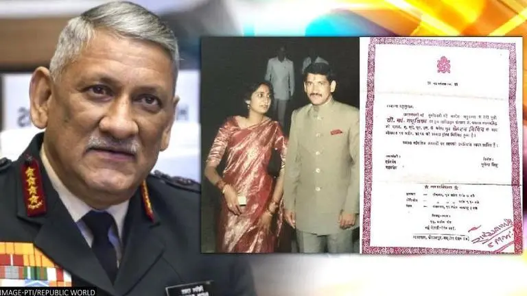 Gen Rawat & wife Madhulika's wedding card & picture a graceful toast to eternal couple CDS bipin Rawat, madhulia rawat