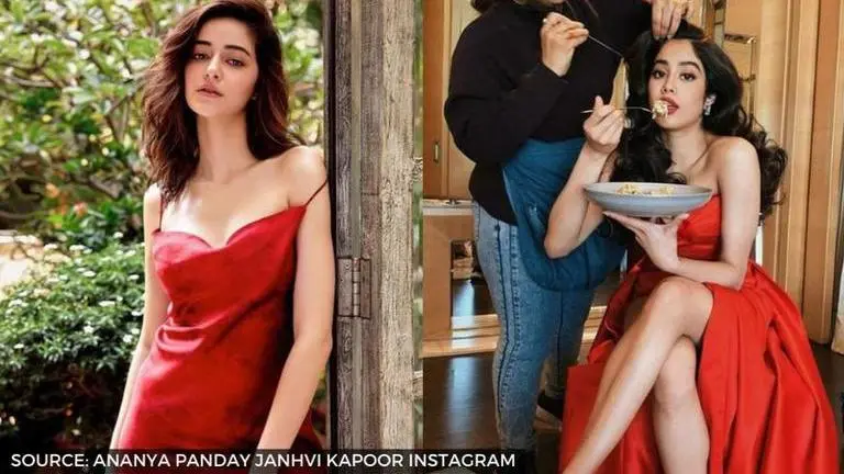 Rose Day 2021 red outfit ideas: Ananya's easy slip dress or Janhvi's glamorous look? Rose Day 2021