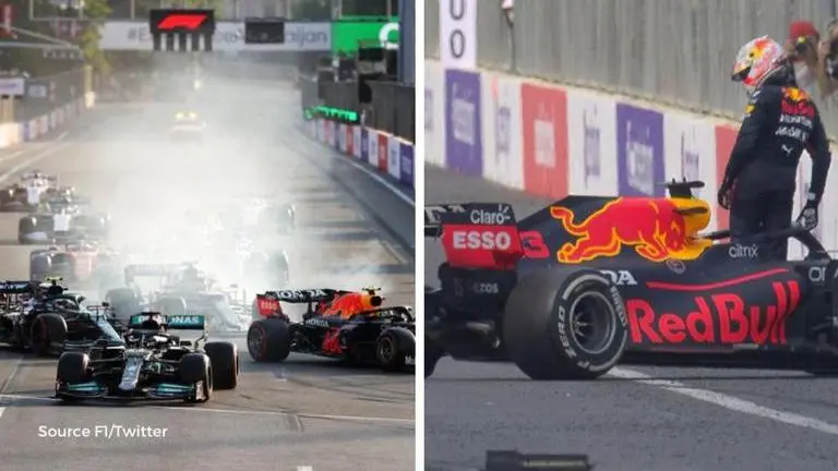 Hamilton vs Verstappen: What happened at Azerbaijan Grand Prix 2021? Hamilton (on the left) and Verstappen (on the right)