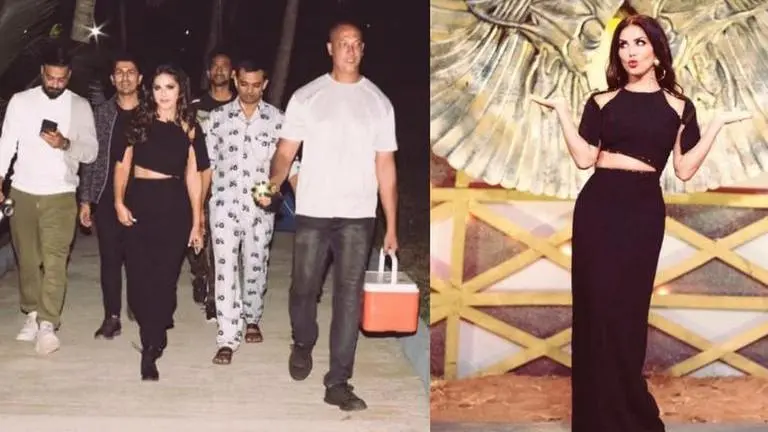 Sunny Leone poses with her entourage while shooting for 'MTV Splitsvilla X3'; See Pictures Sunny Leone