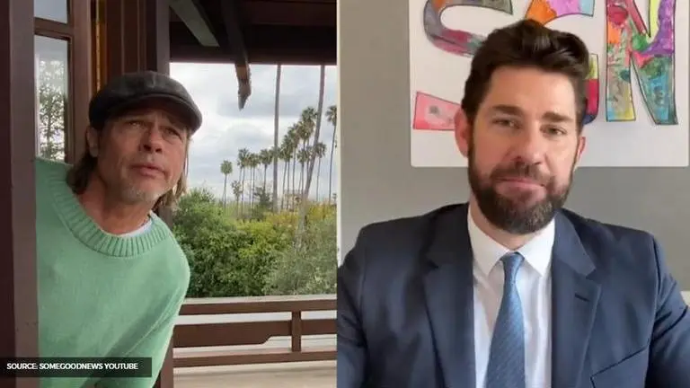 Brad Pitt makes an appearance as Weatherman on John Krasinski's 'Some Good News' show Brad Pitt