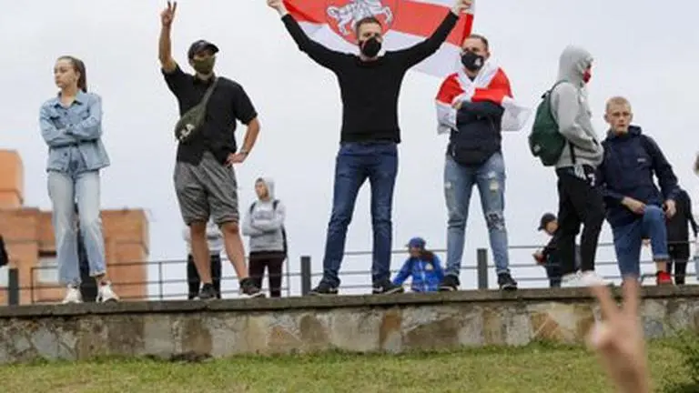 Prague protest in support of Belarus opposition