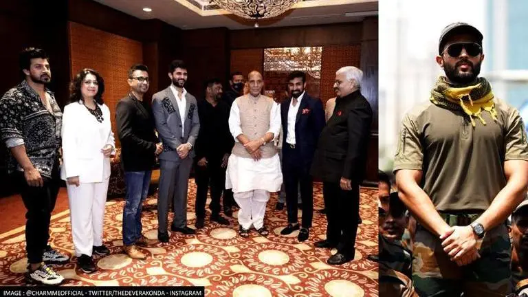 Pics: Vijay Deverakonda & team discuss upcoming 'JGM' with Defence minister Rajnath Singh vijay deverakonda
