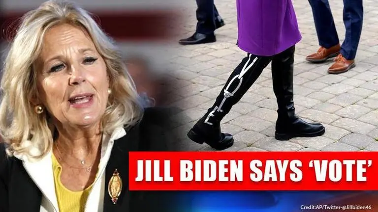 Jill Biden's limited edition Stuart Weitzman boots send a strong message; netizens react Jill Biden wears limited edition Stuart Weitzman boots that read 'vote', Netizens react