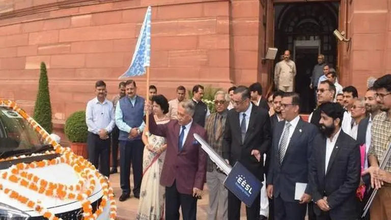 Rajya Sabha secretariat flags off E-vehicles to ferry members within Parliament complex Rajya Sabha