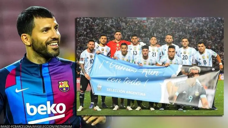 Argentina vs Brazil: Lionel Messi unfurls banner supporting Sergio Aguero before match Sergio Aguero gets support from Lionel Messi