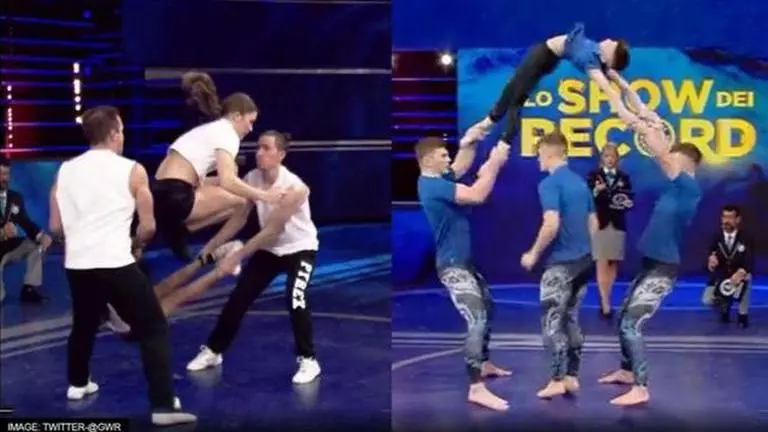 UK-based group sets Guinness World Record for doing most 'skips over human skipping rope' UK