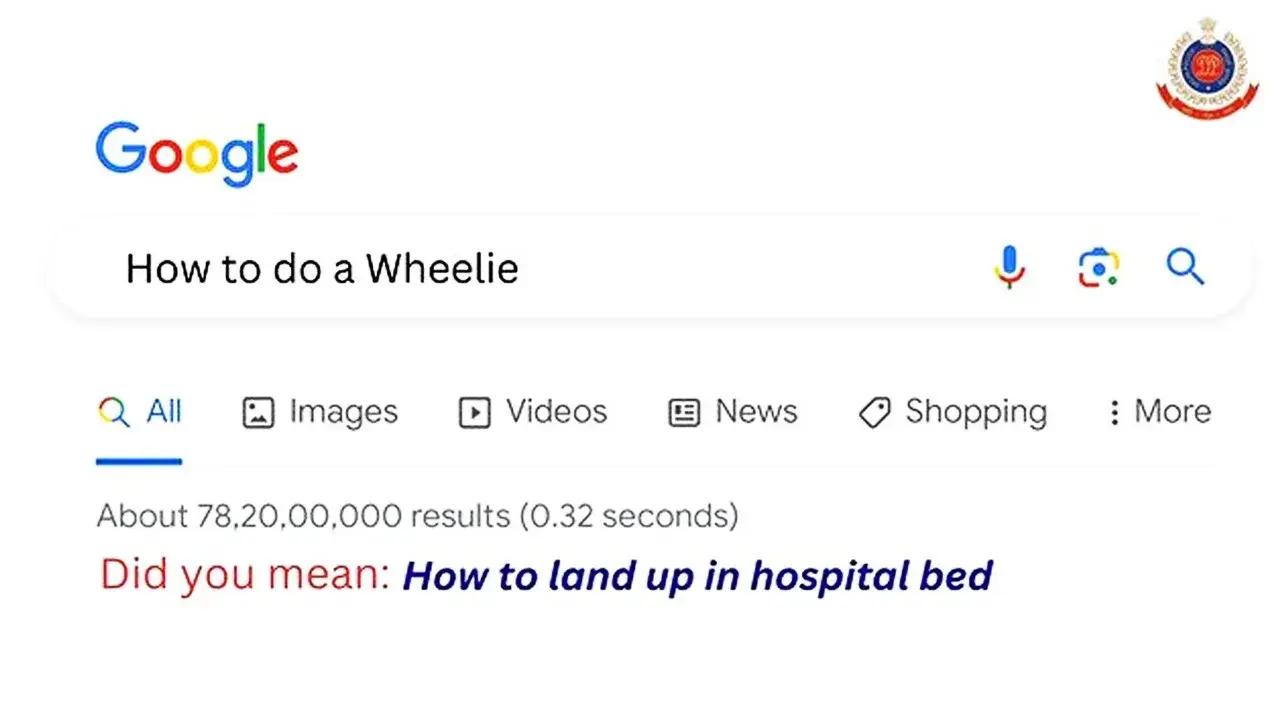 Delhi Police shared a message about road safety