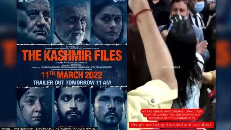 'The Kashmir Files' screening allegedly stopped at Jammu theatre; video of chaos surfaces The Kashmir Files, wave cinemas, the kashmir files theatre fight
