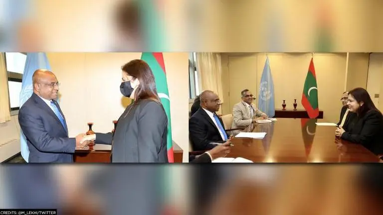 Maldives' Abdullah Shahid calls India champion of multilateralism after meeting MoS Lekhi Abdulla Shahid, Meenakashi Lekhi