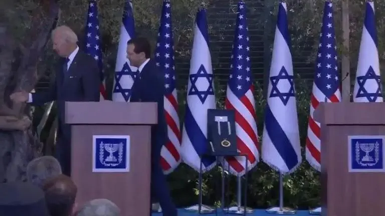 Joe Biden trying to shake hands with thin air in Israel leaves internet baffled; Watch Joe Biden