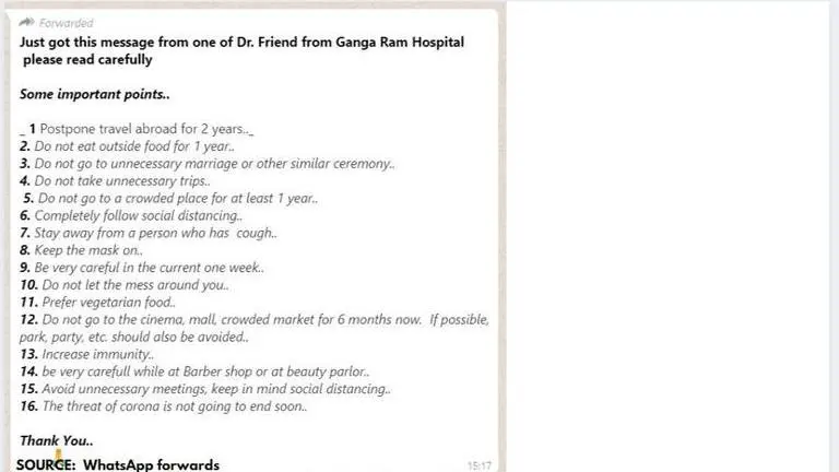 Fact Check: Are the 16 COVID-19 tips by a doctor of Ganga Ram Hospital authentic? fact check