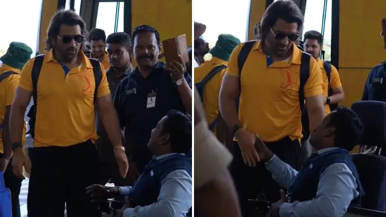 VIDEO | MS Dhoni makes the day of a specially abled fan on a wheelchair after he lands in Vizag MS Dhoni meets a specially abled fan