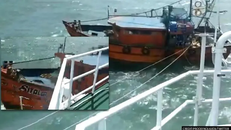 Indian Coast Guard saves 11 fishermen stranded near Sagar Island due to engine failure Indian Coast Guard