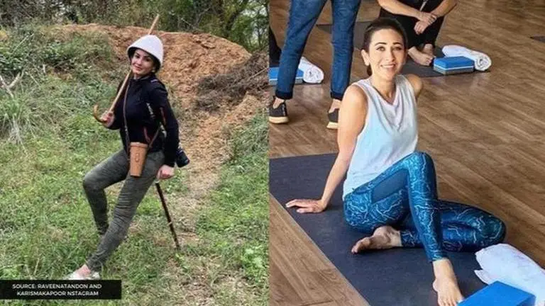 See Raveena Tandon and Karisma Kapoor's trekking & yoga throwback posts Raveena Tandon and Karisma Kapoor
