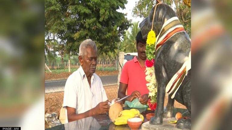 In tamil nadu, retired man builds temple in memory of his late pet dog 'tom'