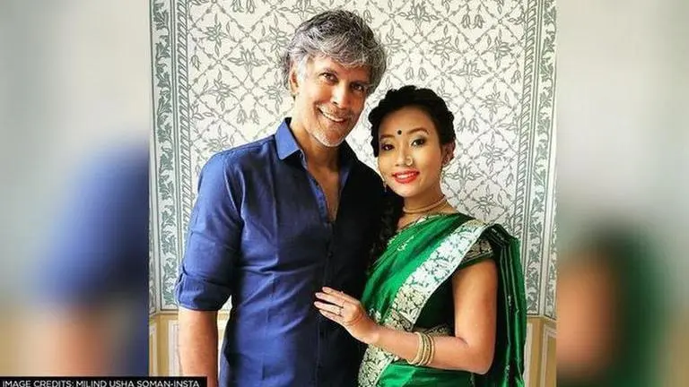 Milind Soman and wife Ankita Konwar don traditional attires during their Gujarat tour; see Milind Soman