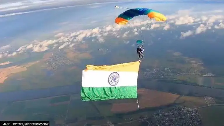 Independence Day 2022: Indian flag unfurled from parachute high above Russian skies; WATCH Independence Day