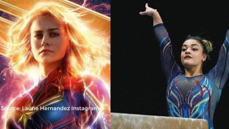 Brie Larson gives Laurie Hernandez's Captain Marvel costume 'formal ...