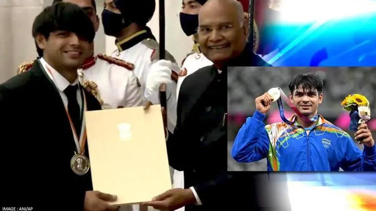Neeraj Chopra receives Khel Ratna Award: India's 'Golden Boy' felicitated with top honour Neeraj Chopra, Neeraj Chopra Khel Ratna, Major Dhyan Chand Khel Ratna, khel ratna award winners list, khel ratna 2021 winners