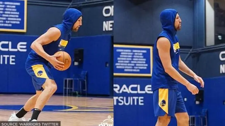 Klay Thompson joins GSW minicamp for first time since ACL injury after clearing quarantine klay thompson