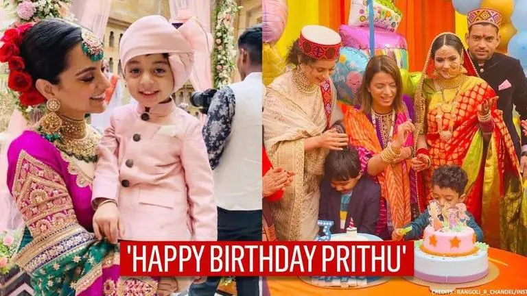 Kangana Ranaut, Rangoli celebrate Prithvi Raj Chandel's 3rd birthday; see pictures Rangoli Chandel