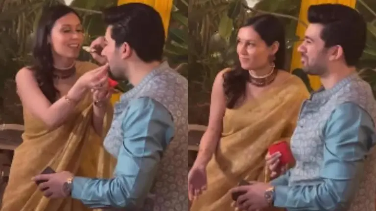 Karan Deol, Drisha Acharya are all smiles as they cut a cake at roka ceremony | Watch karan deol