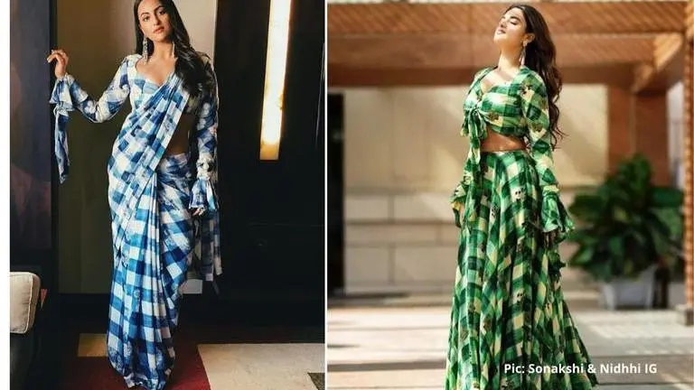 Sonakshi Sinha or Nidhhi Agerwal, who looked better in a checkered outfit? Sonakshi Sinha