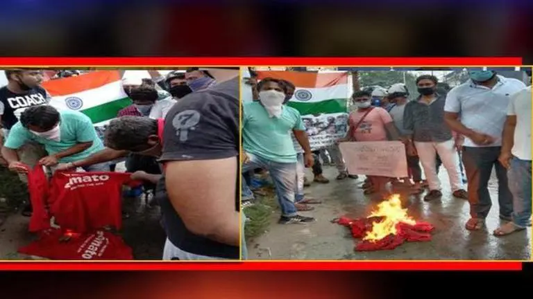 Kolkata: Zomato delivery executives protest over Chinese investment in firm; burn T-shirts Kolkata