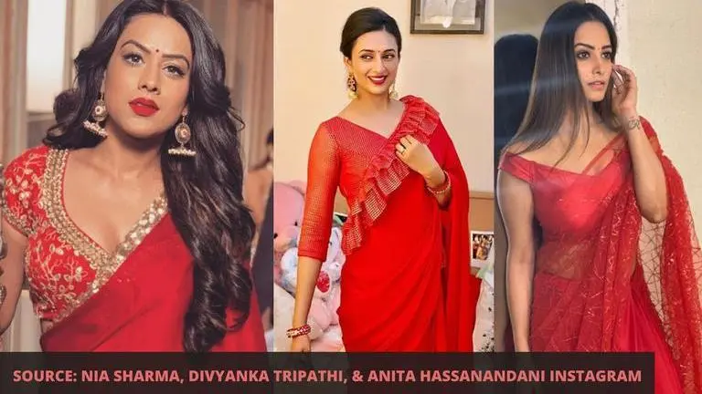 Nia Sharma to Divyanka Tripathi: These TV celebs burn the floor in red sarees Nia Sharma